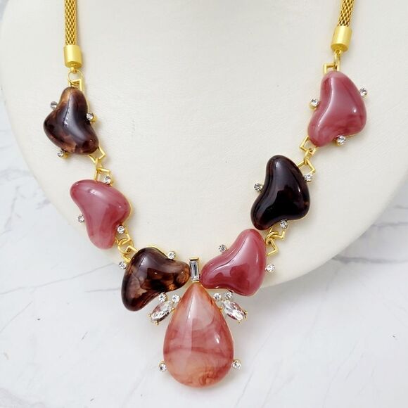 Brand New Gold Tone With Black & Red Necklace - Picture 3 of 8